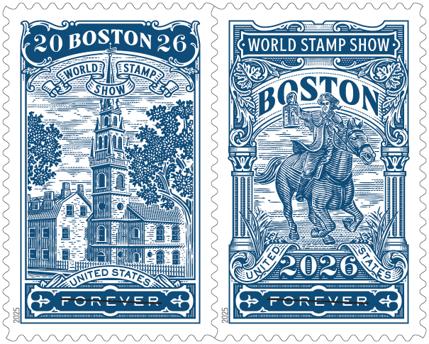 Boston 2026 commemorative stamp pair
